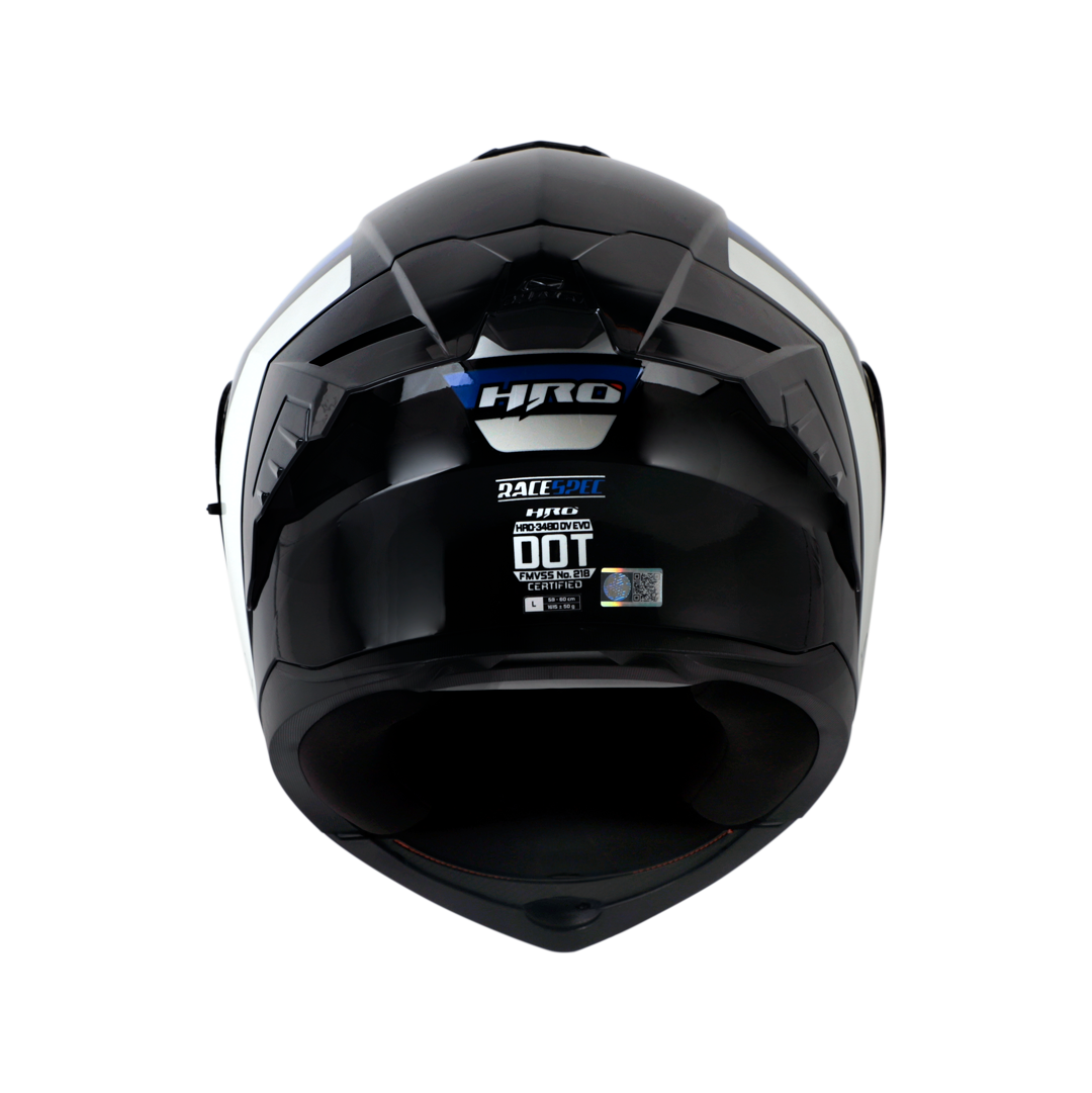 CASCO HRO 3480DV EVO RACESPEC AZUL / BLANCO BRILLO | SKU: H3480EVRAHAZBC#