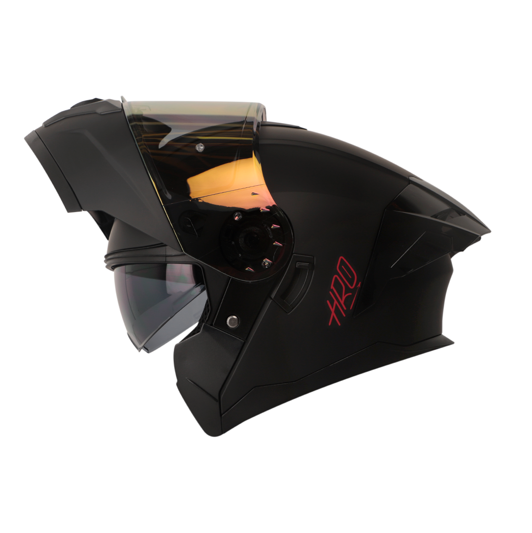 CASCO HRO 3480DV EVO SOLID NEGRO MATE VISOR ROJO | SKU: H3480EVSONERO-#