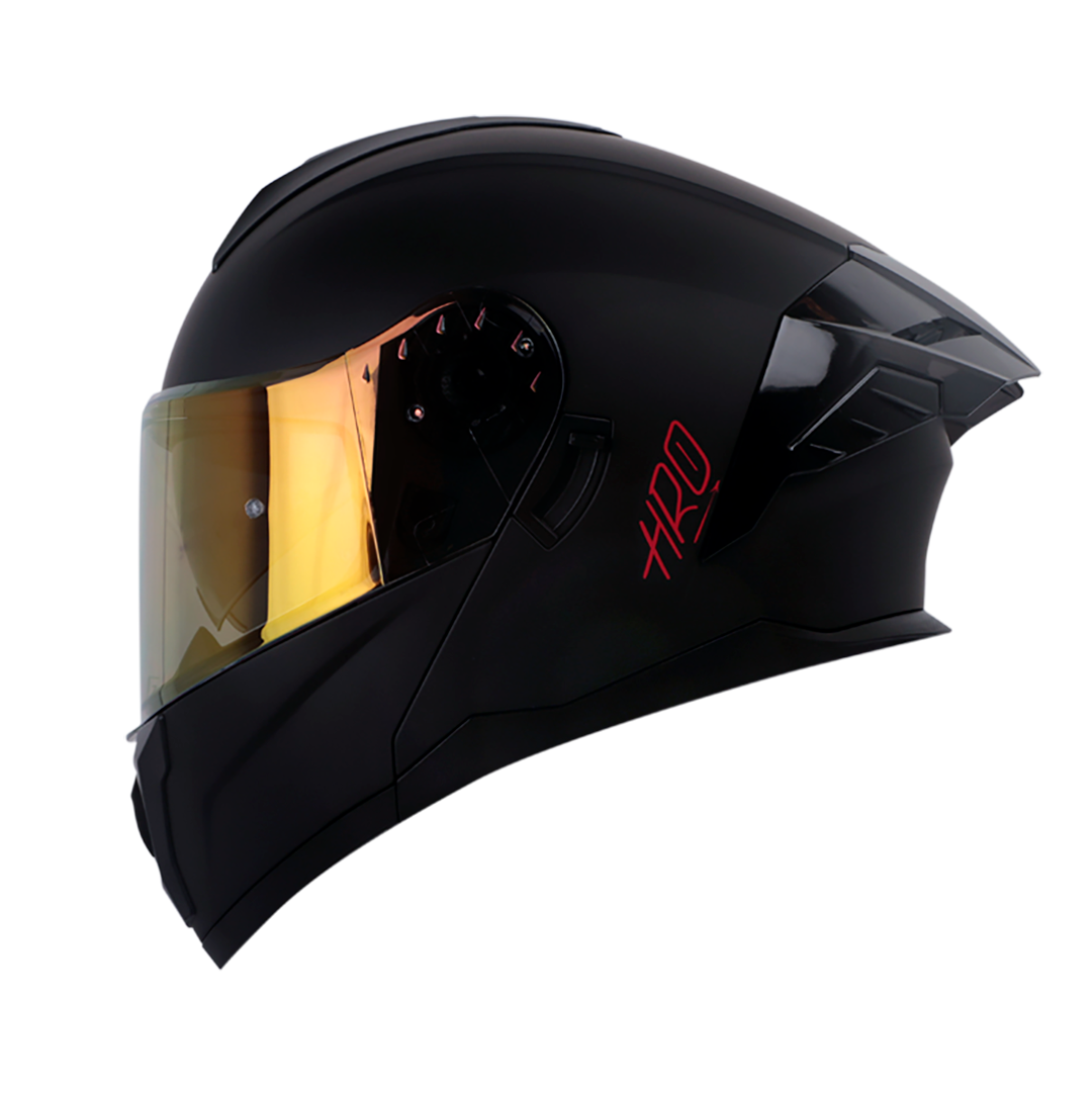 CASCO HRO 3480DV EVO SOLID NEGRO MATE VISOR ROJO | SKU: H3480EVSONERO-#
