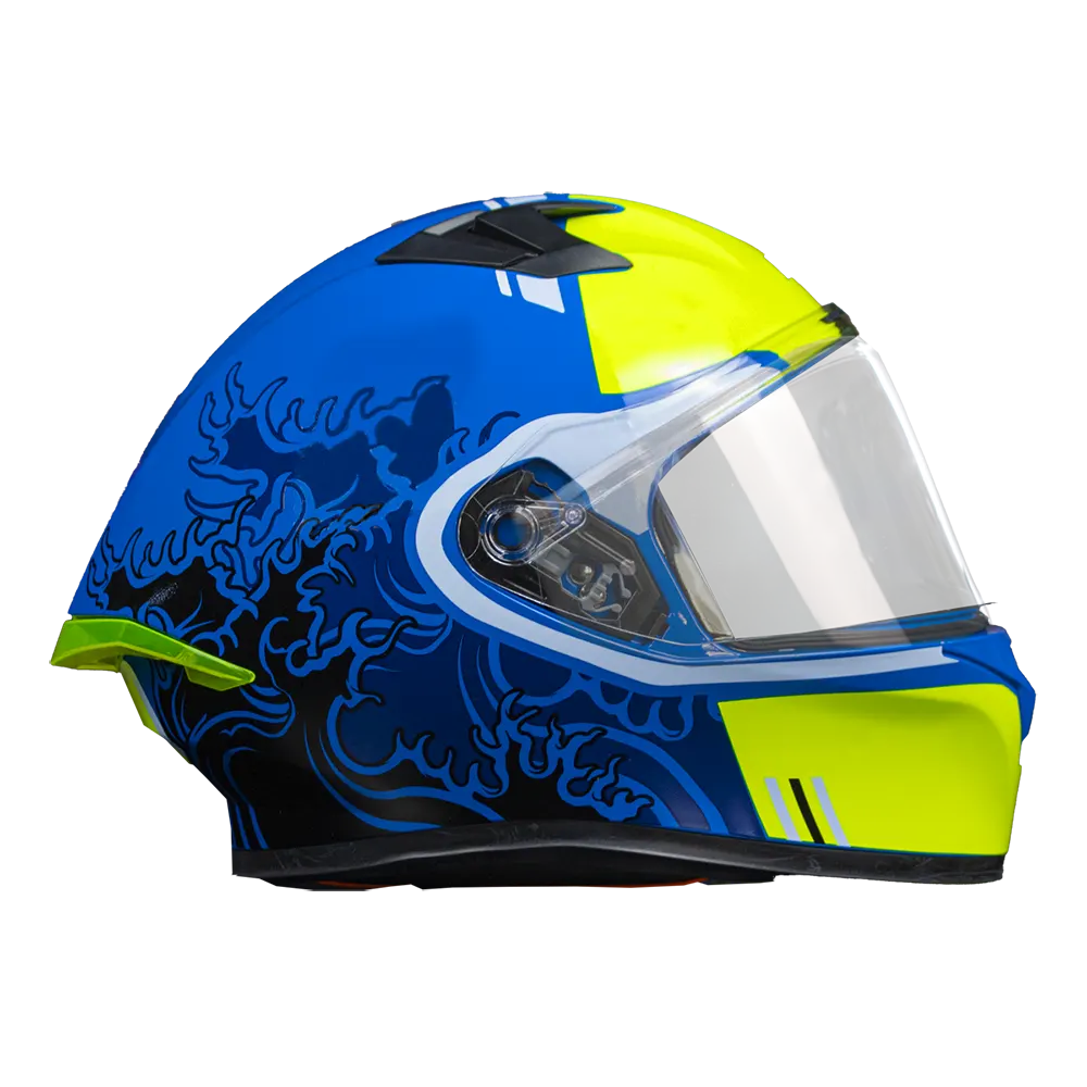 CASCO HRO 523DV HOKUSAI | AZUL/AMARILLO VISOR TR | SKU: HRO-523-HOKUSAIAM-#