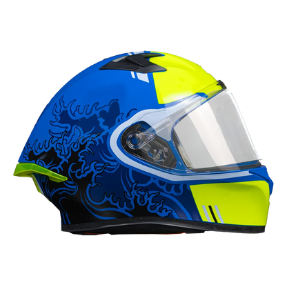 CASCO HRO 523DV HOKUSAI | AZUL/AMARILLO VISOR TR | SKU: HRO-523-HOKUSAIAM-#