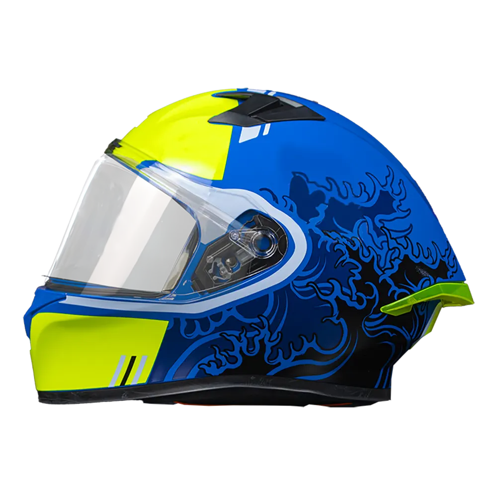 CASCO HRO 523DV HOKUSAI | AZUL/AMARILLO VISOR TR | SKU: HRO-523-HOKUSAIAM-#