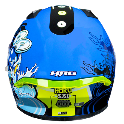 CASCO HRO 523DV HOKUSAI | AZUL/AMARILLO VISOR TR | SKU: HRO-523-HOKUSAIAM-#