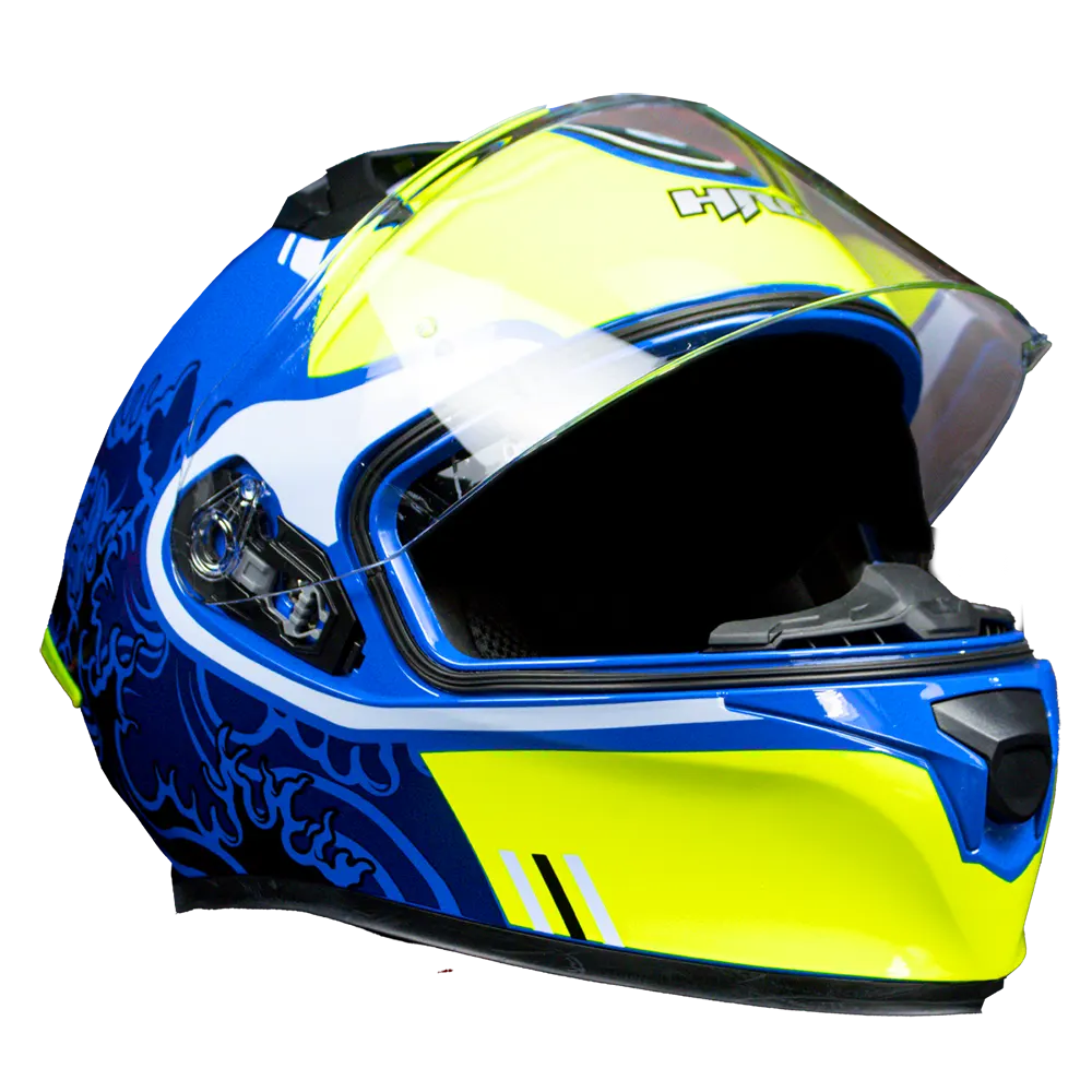 CASCO HRO 523DV HOKUSAI | AZUL/AMARILLO VISOR TR | SKU: HRO-523-HOKUSAIAM-#