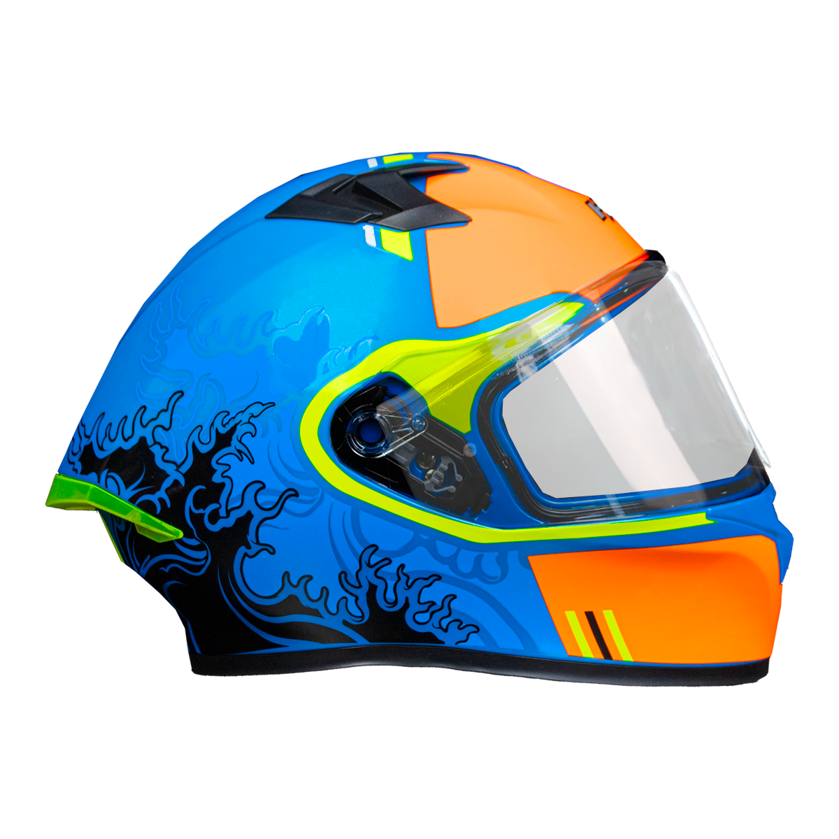 CASCO HRO 523DV HOKUSAI | AZUL/NARANJA VISOR TR | SKU: HRO-523-HOKUSAIAZ-#