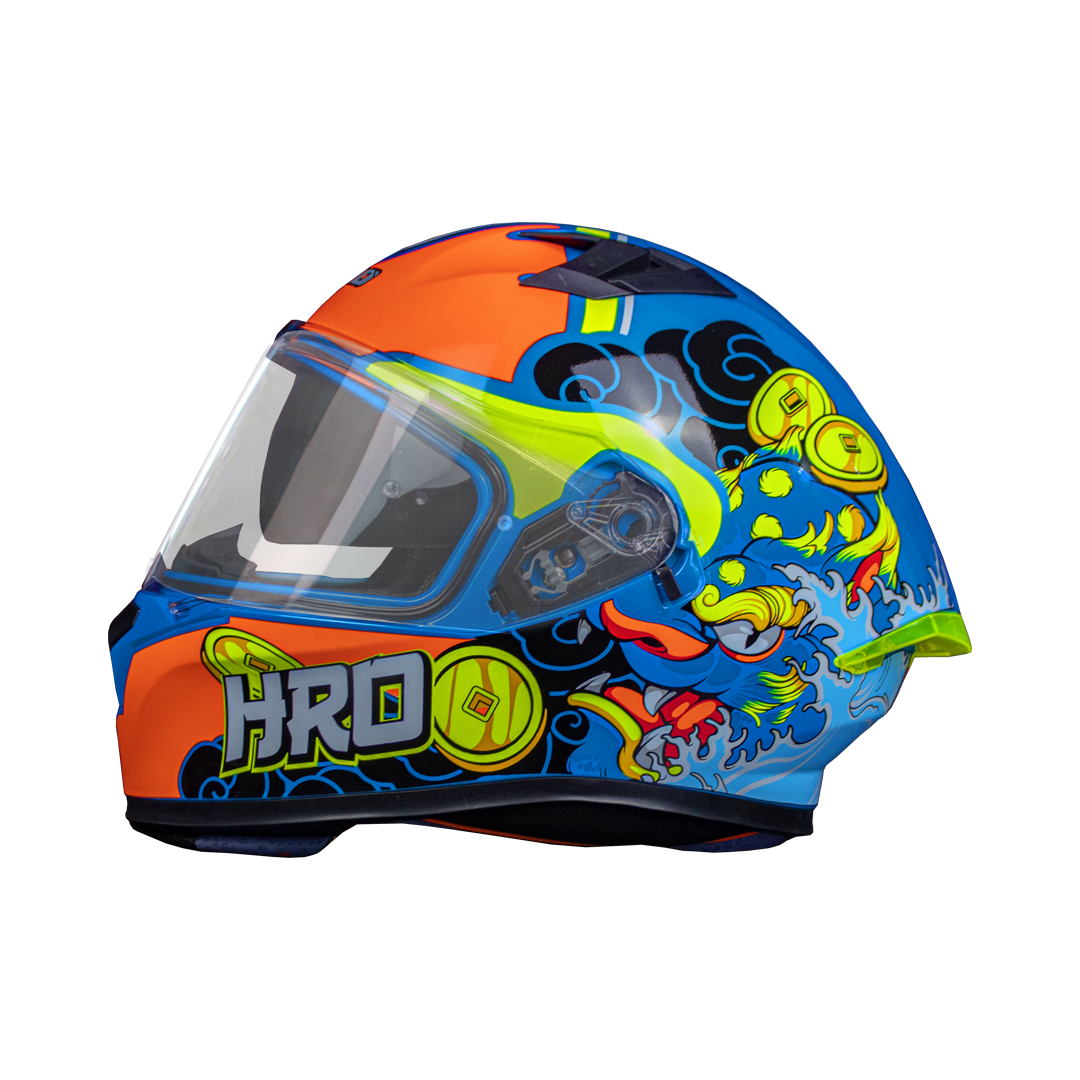 CASCO HRO 523DV HOKUSAI | AZUL/NARANJA VISOR TR | SKU: HRO-523-HOKUSAIAZ-#