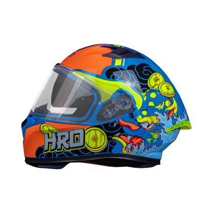 CASCO HRO 523DV HOKUSAI | AZUL/NARANJA VISOR TR | SKU: HRO-523-HOKUSAIAZ-#