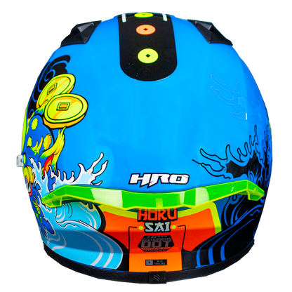 CASCO HRO 523DV HOKUSAI | AZUL/NARANJA VISOR TR | SKU: HRO-523-HOKUSAIAZ-#