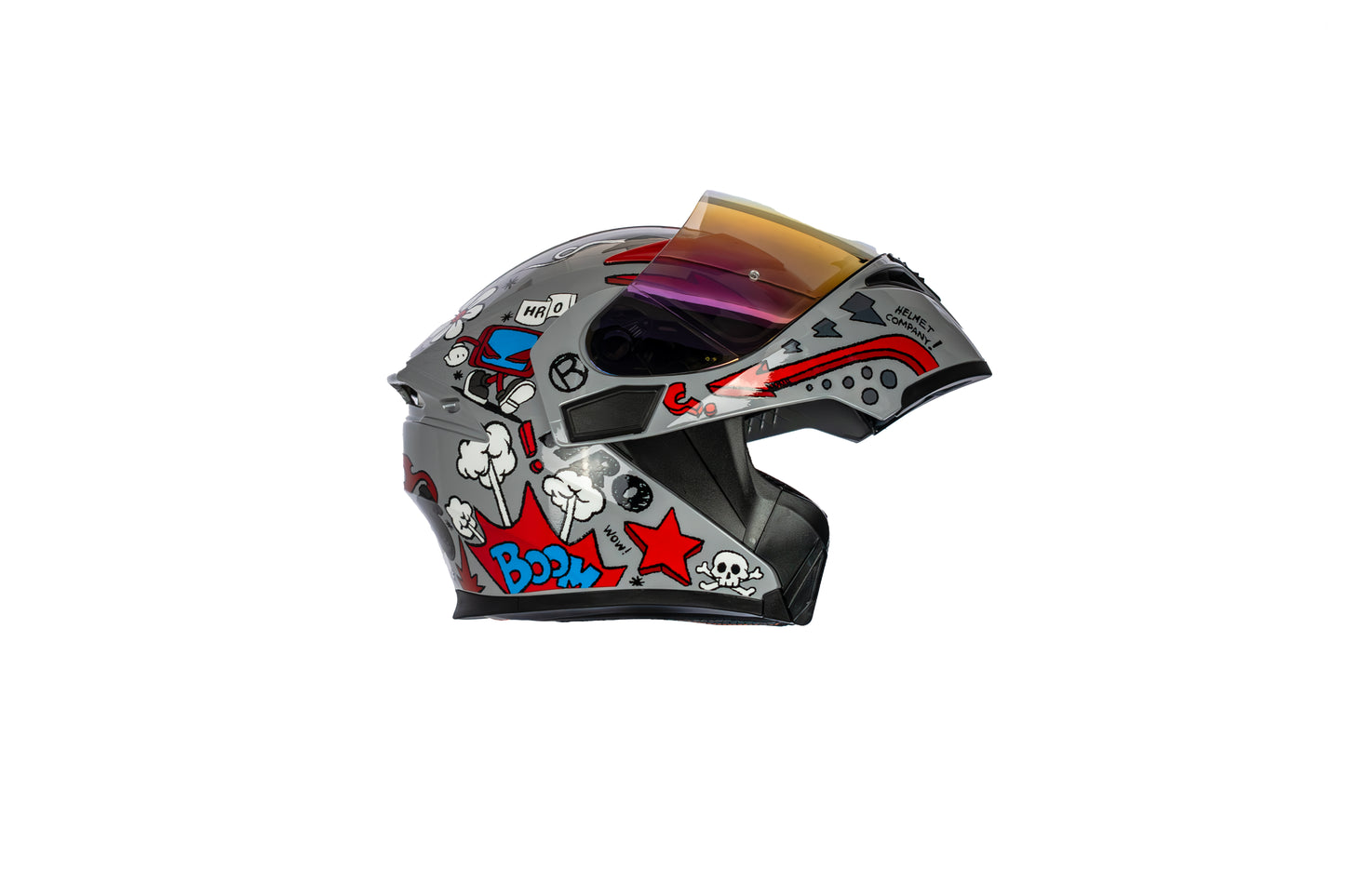 CASCO HRO-3400DV EVO DOOLE DOODLE GRIS/ROJO BRILLO VISOR IRIDIUM ROJO | SKU: H3400EVDOGR-#