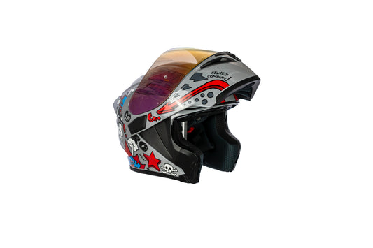 CASCO HRO-3400DV EVO DOOLE DOODLE GRIS/ROJO BRILLO VISOR IRIDIUM ROJO | SKU: H3400EVDOGR-#