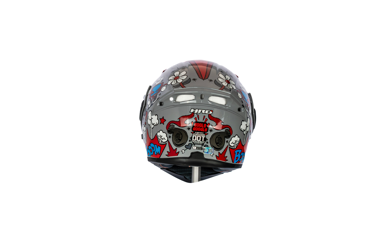 CASCO HRO-3400DV EVO DOOLE DOODLE GRIS/ROJO BRILLO VISOR IRIDIUM ROJO | SKU: H3400EVDOGR-#
