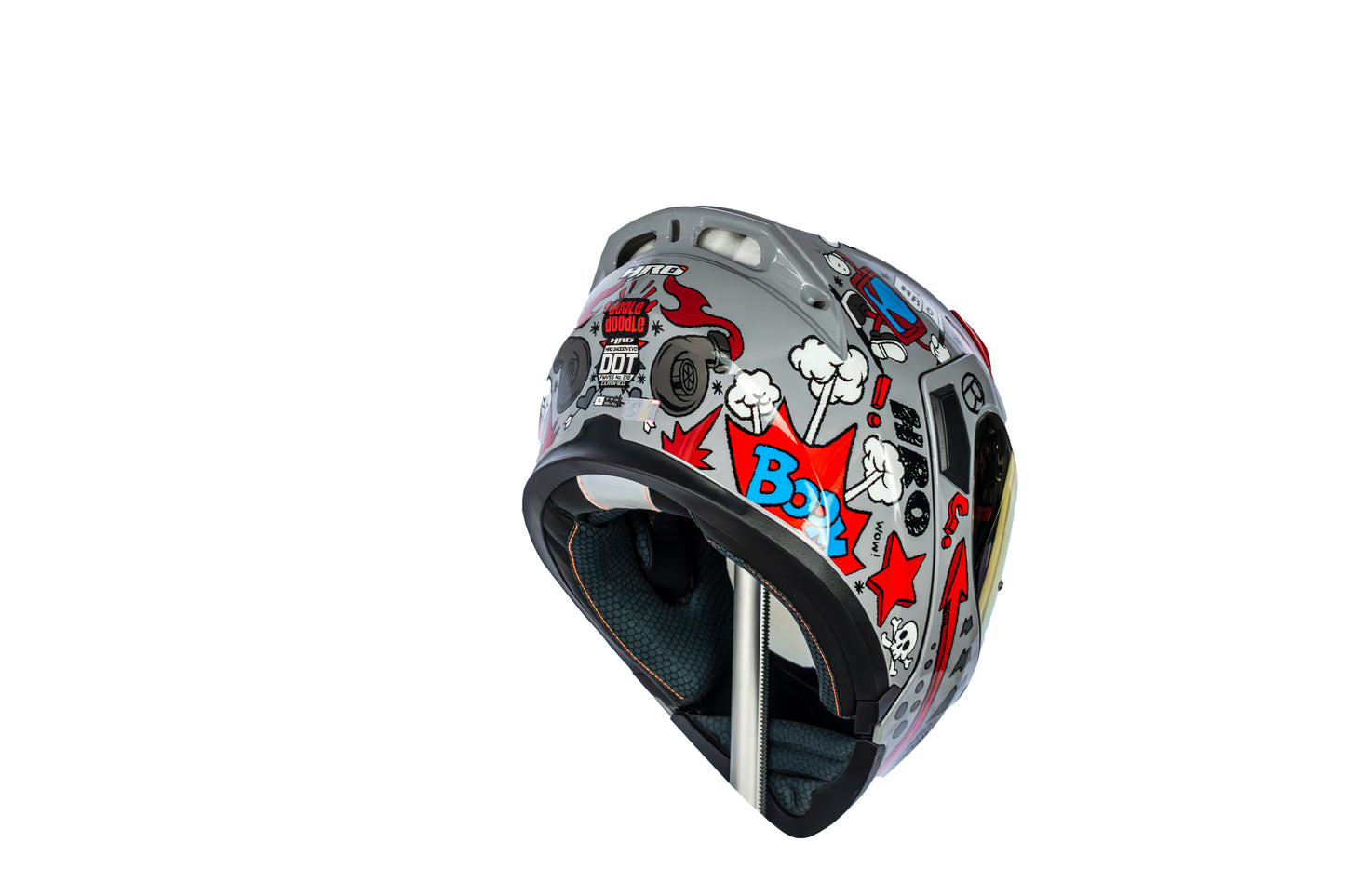 CASCO HRO-3400DV EVO DOOLE DOODLE GRIS/ROJO BRILLO VISOR IRIDIUM ROJO | SKU: H3400EVDOGR-#
