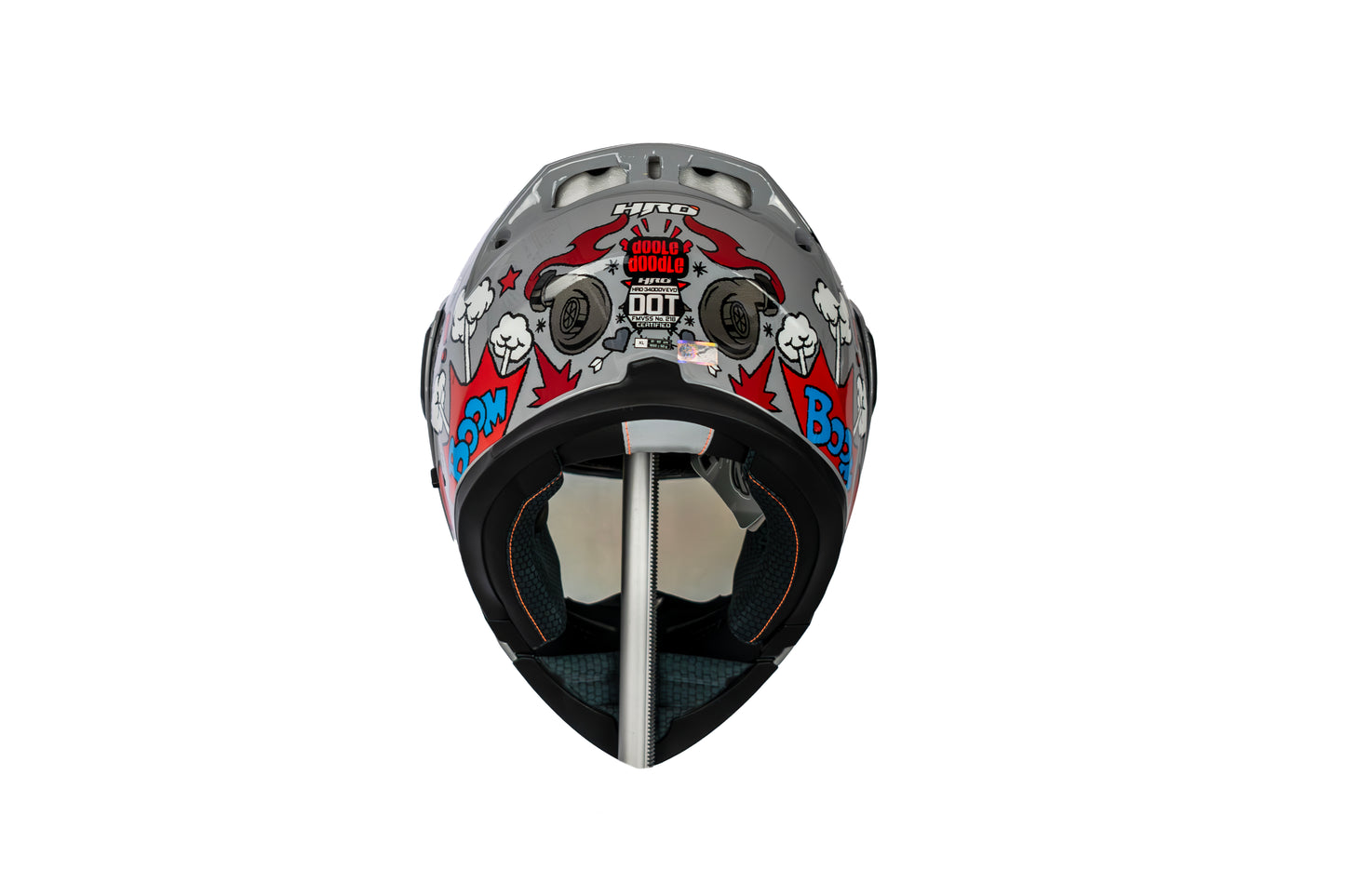 CASCO HRO-3400DV EVO DOOLE DOODLE GRIS/ROJO BRILLO VISOR IRIDIUM ROJO | SKU: H3400EVDOGR-#