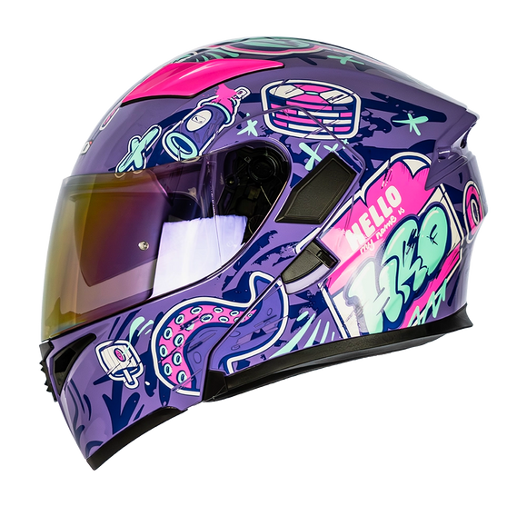 CASCO 3400DV EVO VANDAL MORADO BRILLO VISOR ROSA | SKU: H3400EVVAMO-#