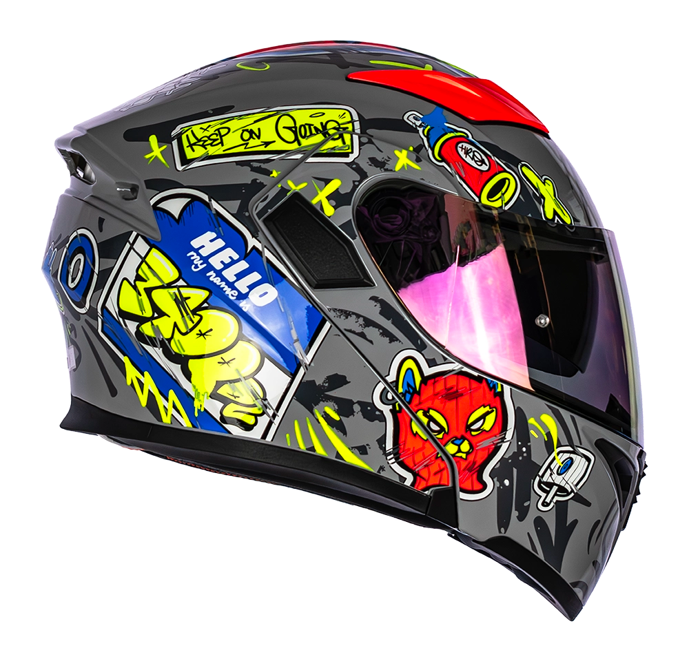 CASCO 3400DV EVO VANDAL GRIS BRILLO VISOR NARANJA | SKU: H3400EVVAGR-#