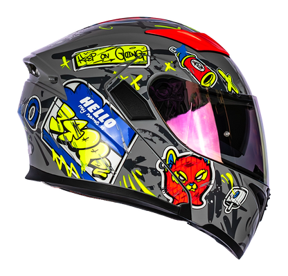 CASCO 3400DV EVO VANDAL GRIS BRILLO VISOR NARANJA | SKU: H3400EVVAGR-#