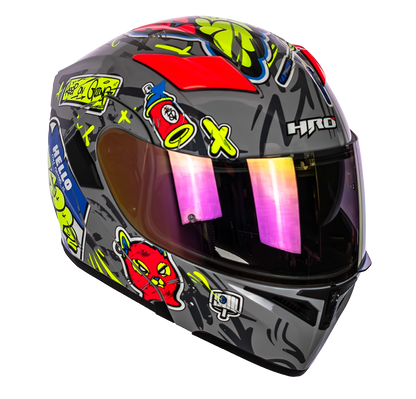 CASCO 3400DV EVO VANDAL GRIS BRILLO VISOR NARANJA | SKU: H3400EVVAGR-#