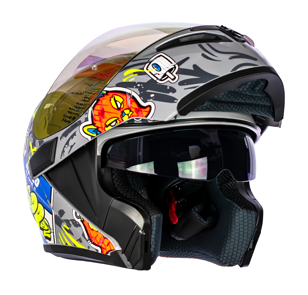 CASCO 3400DV EVO VANDAL GRIS BRILLO VISOR NARANJA | SKU: H3400EVVAGR-#