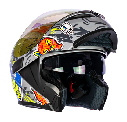 CASCO 3400DV EVO VANDAL GRIS BRILLO VISOR NARANJA | SKU: H3400EVVAGR-#