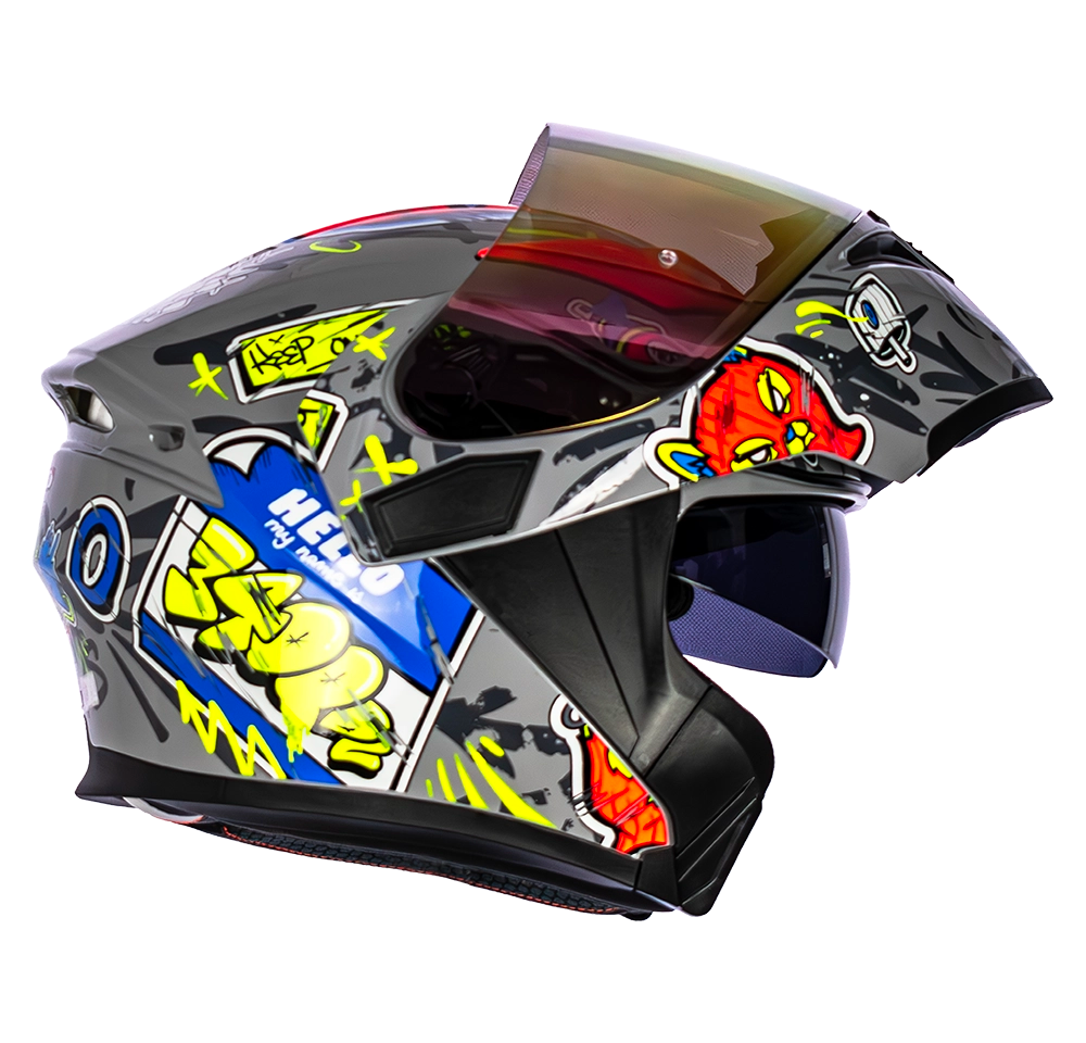 CASCO 3400DV EVO VANDAL GRIS BRILLO VISOR NARANJA | SKU: H3400EVVAGR-#