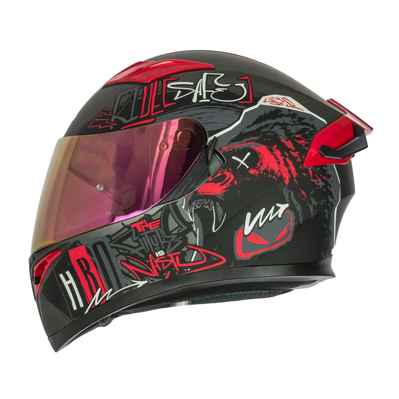 CASCO HRO 514 EVO GRUNGE INTEGRAL NEGRO/ROJO | SKU: H514EVGRNRJ-#