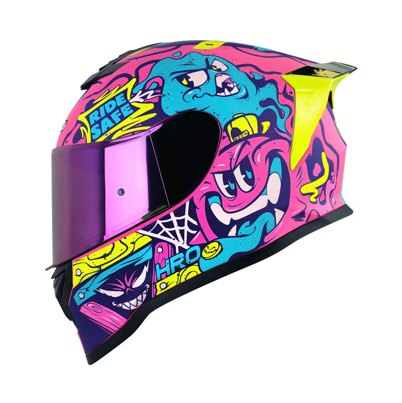 CASCO 506 SP MISTERY FUCSIA/AZUL, VISOR MORADO, ALERÓN AMARILLO SKU:HRO506MISFUAZMA-#