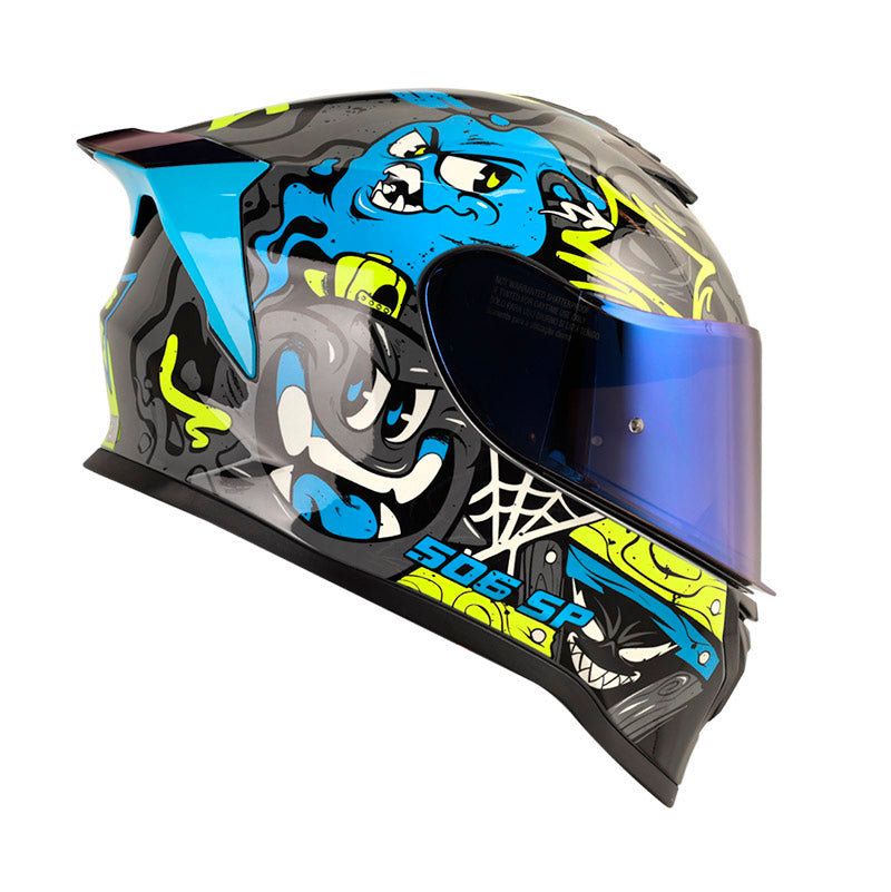 CASCO 506 SP MISTERY GRIS/AMARILLO NEON VISOR AZUL SKU:HRO506MISGRAMAZ-#