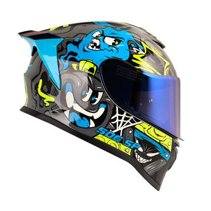 CASCO 506 SP MISTERY GRIS/AMARILLO NEON VISOR AZUL SKU:HRO506MISGRAMAZ-#