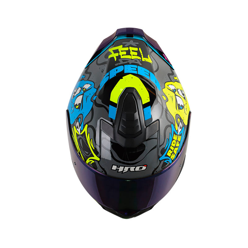 CASCO 506 SP MISTERY GRIS/AMARILLO NEON VISOR AZUL SKU:HRO506MISGRAMAZ-#