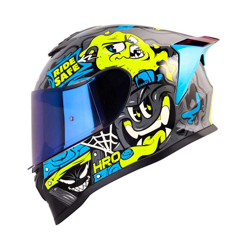 CASCO 506 SP MISTERY GRIS/AMARILLO NEON VISOR AZUL SKU:HRO506MISGRAMAZ-#