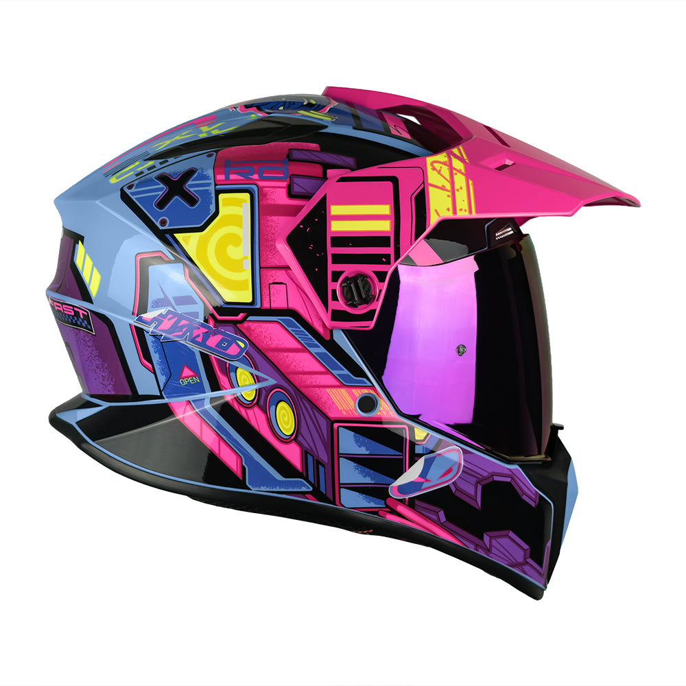 CASCO MX340 DV CYBOK PÚRPURA/ROSA BRILLO VISOR MORADO SKU: HMX340CYBPUFUMO-#