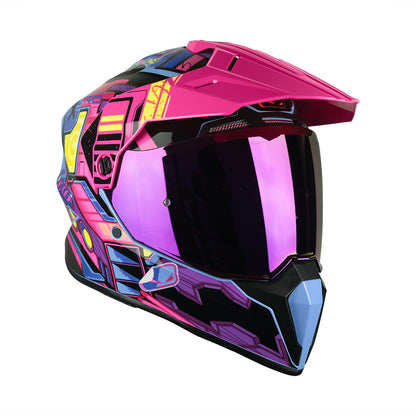 CASCO MX340 DV CYBOK PÚRPURA/ROSA BRILLO VISOR MORADO SKU: HMX340CYBPUFUMO-#