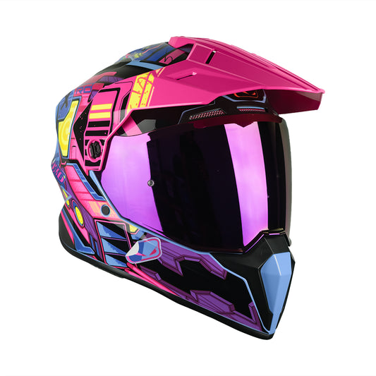 CASCO MX340 DV CYBOK PÚRPURA/ROSA BRILLO VISOR MORADO SKU: HMX340CYBPUFUMO-#