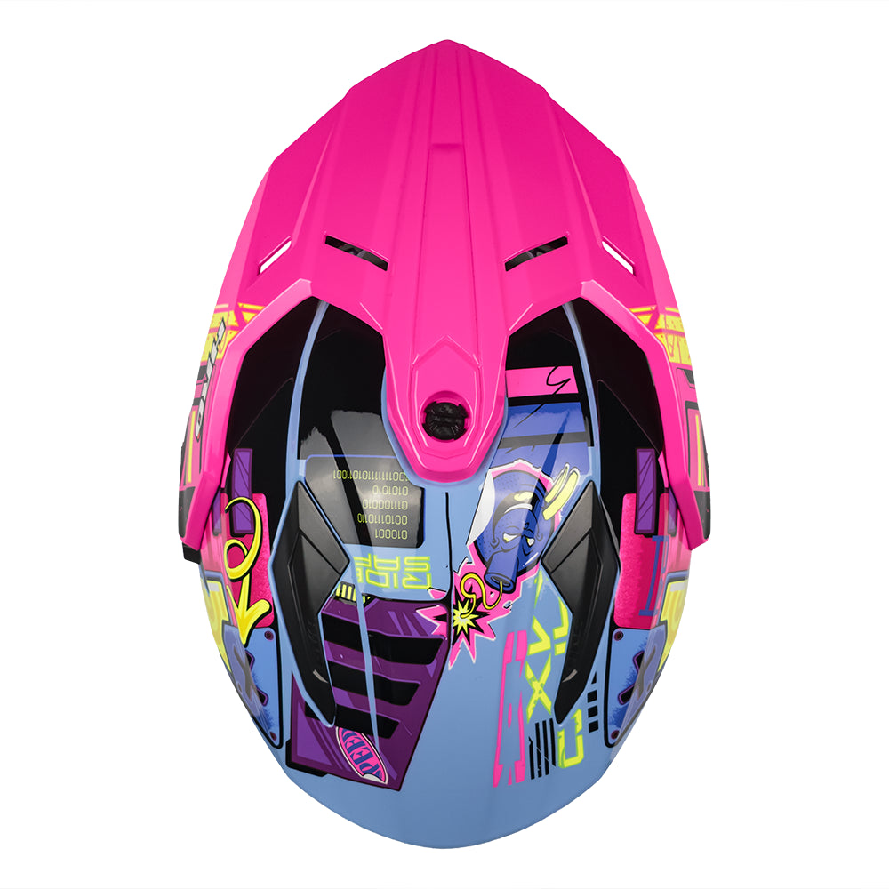 CASCO MX340 DV CYBOK PÚRPURA/ROSA BRILLO VISOR MORADO SKU: HMX340CYBPUFUMO-#