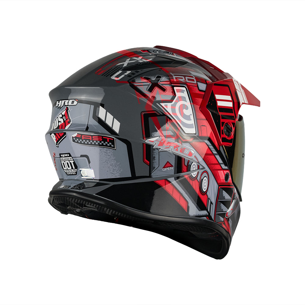 CASCO MX340 DV CYBOK GRIS/ROJO BRILLO VISOR ROJO SKU: HMX340CYBGRRO-#