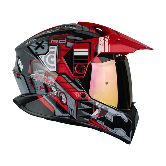 CASCO MX340 DV CYBOK GRIS/ROJO BRILLO VISOR ROJO SKU: HMX340CYBGRRO-#