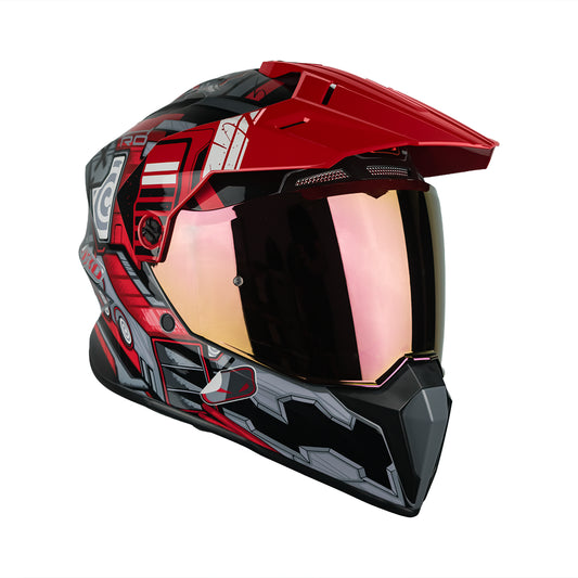 CASCO MX340 DV CYBOK GRIS/ROJO BRILLO VISOR ROJO SKU: HMX340CYBGRRO-#