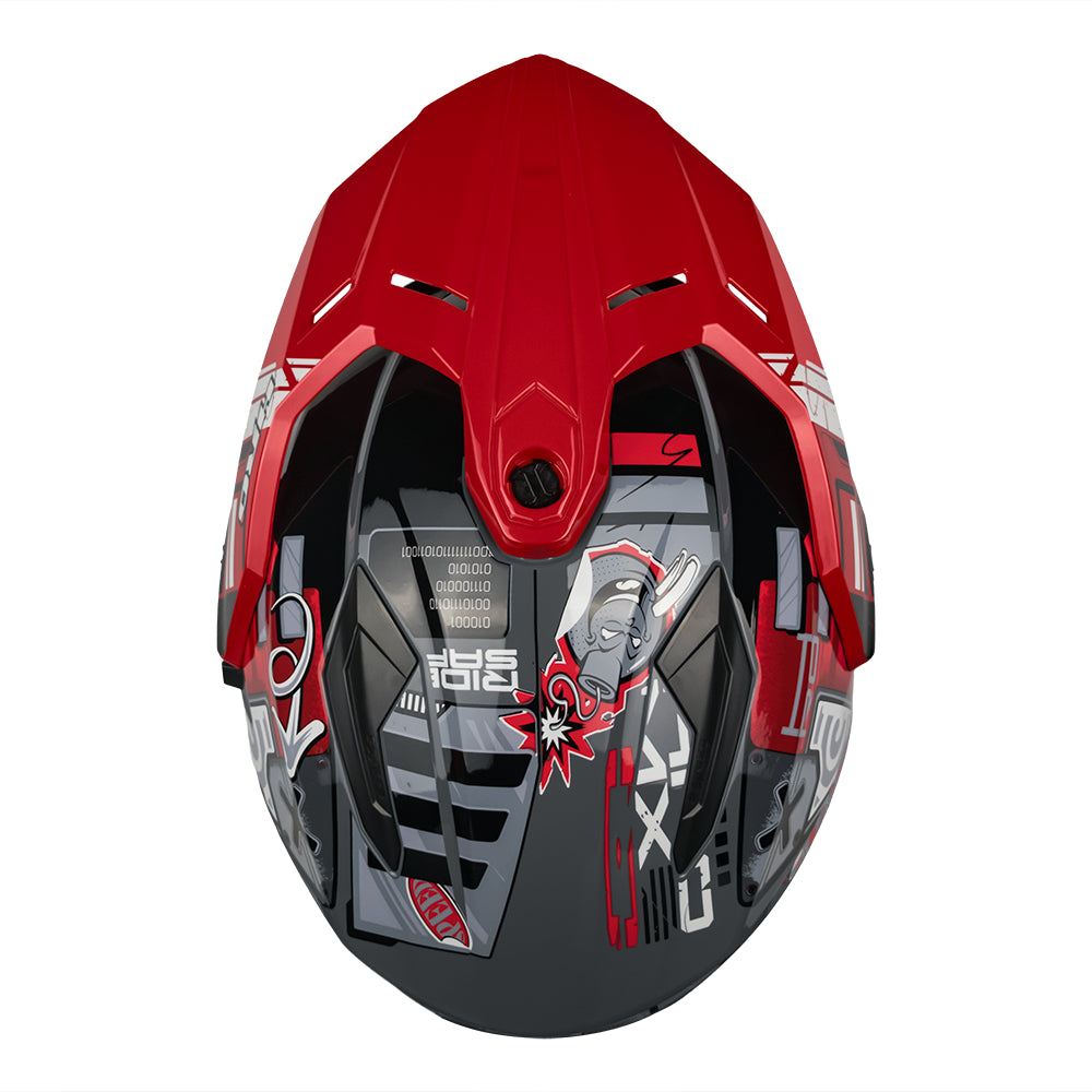 CASCO MX340 DV CYBOK GRIS/ROJO BRILLO VISOR ROJO SKU: HMX340CYBGRRO-#