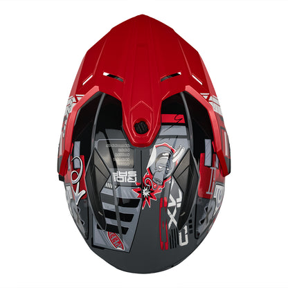 CASCO MX340 DV CYBOK GRIS/ROJO BRILLO VISOR ROJO SKU: HMX340CYBGRRO-#