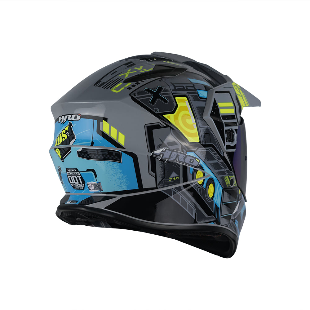 CASCO MX340 DV CYBOK GRIS /AZUL BRILLO VISOR AZUL SKU: HMX340CYBGRAZ-#