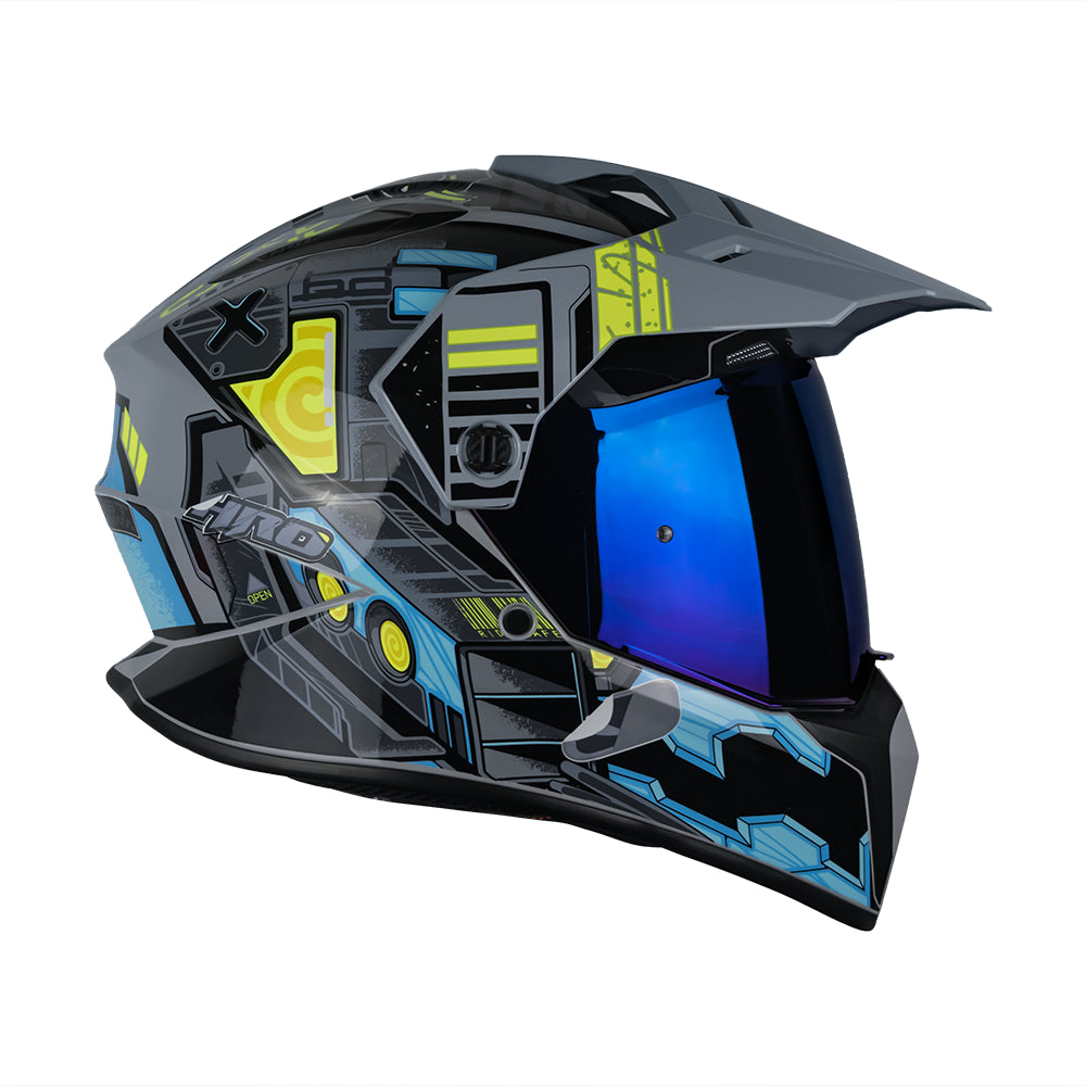 CASCO MX340 DV CYBOK GRIS /AZUL BRILLO VISOR AZUL SKU: HMX340CYBGRAZ-#