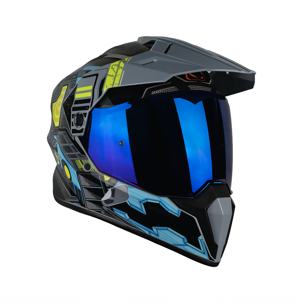 CASCO MX340 DV CYBOK GRIS /AZUL BRILLO VISOR AZUL SKU: HMX340CYBGRAZ-#