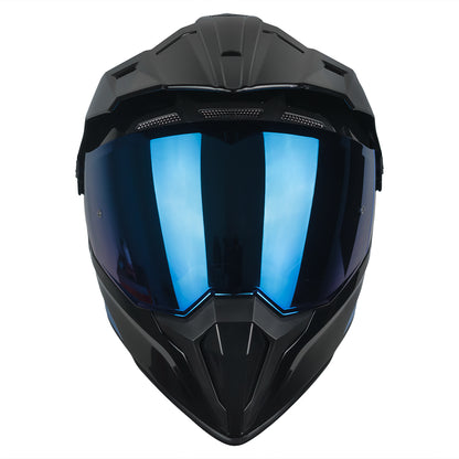 CASCO MX340 DV SOLIDO NEGRO BRILLO VISOR AZUL IRIDIUM SKU:HMX340SOBNEAZ-#
