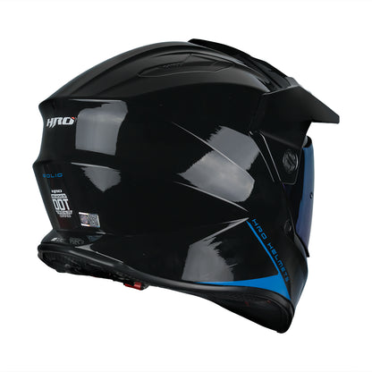CASCO MX340 DV SOLIDO NEGRO BRILLO VISOR AZUL IRIDIUM SKU:HMX340SOBNEAZ-#