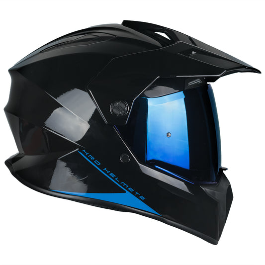 CASCO MX340 DV SOLIDO NEGRO BRILLO VISOR AZUL IRIDIUM SKU:HMX340SOBNEAZ-#