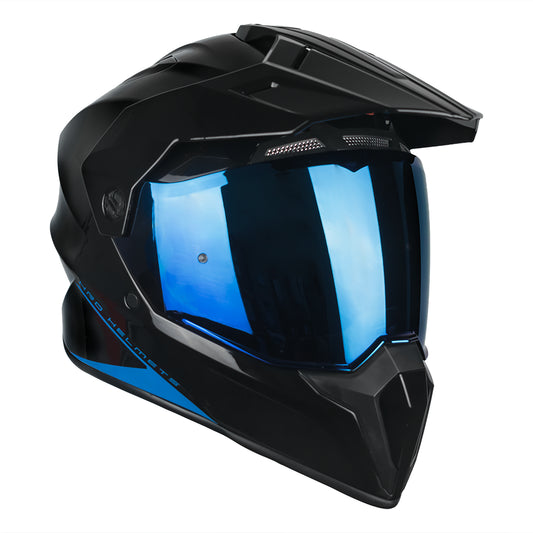 CASCO MX340 DV SOLIDO NEGRO BRILLO VISOR AZUL IRIDIUM SKU:HMX340SOBNEAZ-#