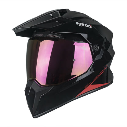 CASCO MX340 DV SOLIDO NEGRO BRILLO VISOR ROJO IRIDIUM SKU: HMX340SOBNERO-#