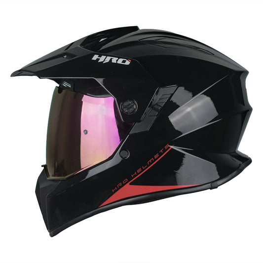 CASCO MX340 DV SOLIDO NEGRO BRILLO VISOR ROJO IRIDIUM SKU: HMX340SOBNERO-#