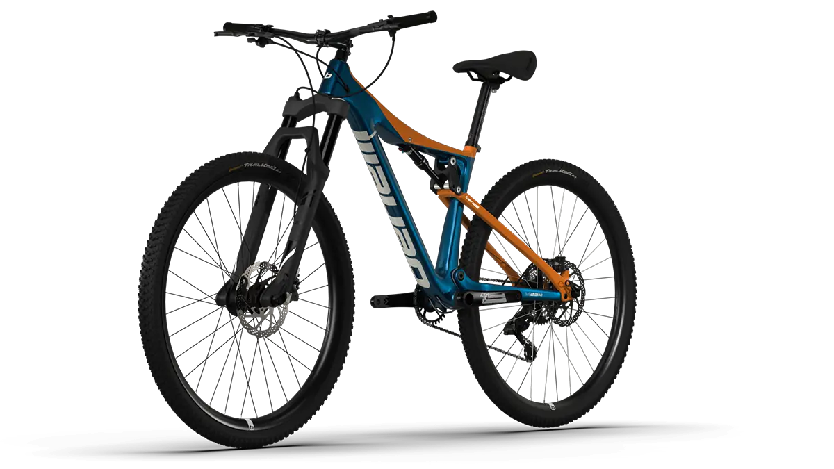 Bicicleta Benelli M23 3.0 PRO CARB 29 FS | BLUE ORANGE WHITE | SKU: BBM234PRCB29FORWHM