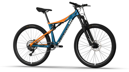 Bicicleta Benelli M23 3.0 PRO CARB 29 FS | BLUE ORANGE WHITE | SKU: BBM234PRCB29FORWHM